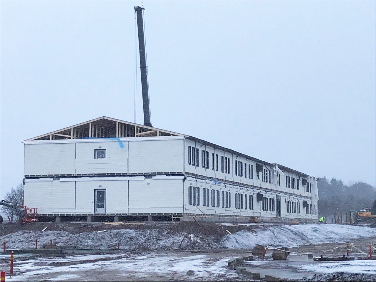 Kvarngärdesskolans modulskolas byggnadsplats.